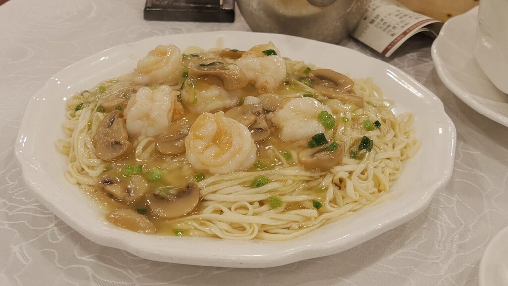 Longevity noodles served in broth