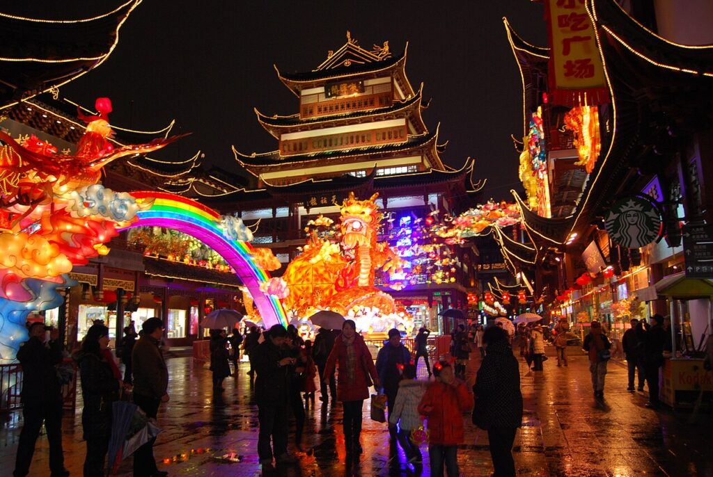 Lantern displays at Yu Garden in Shanghai for the New Year