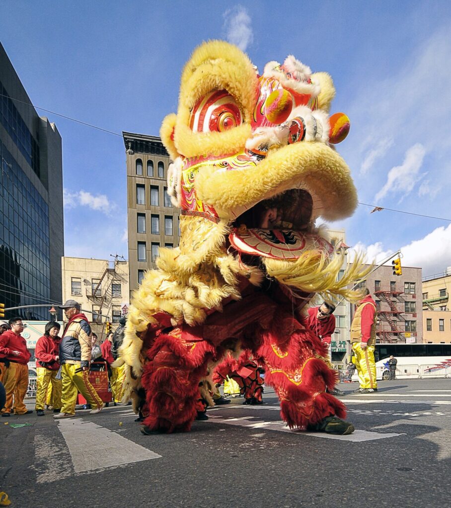 A lion dance during Chinese New Year