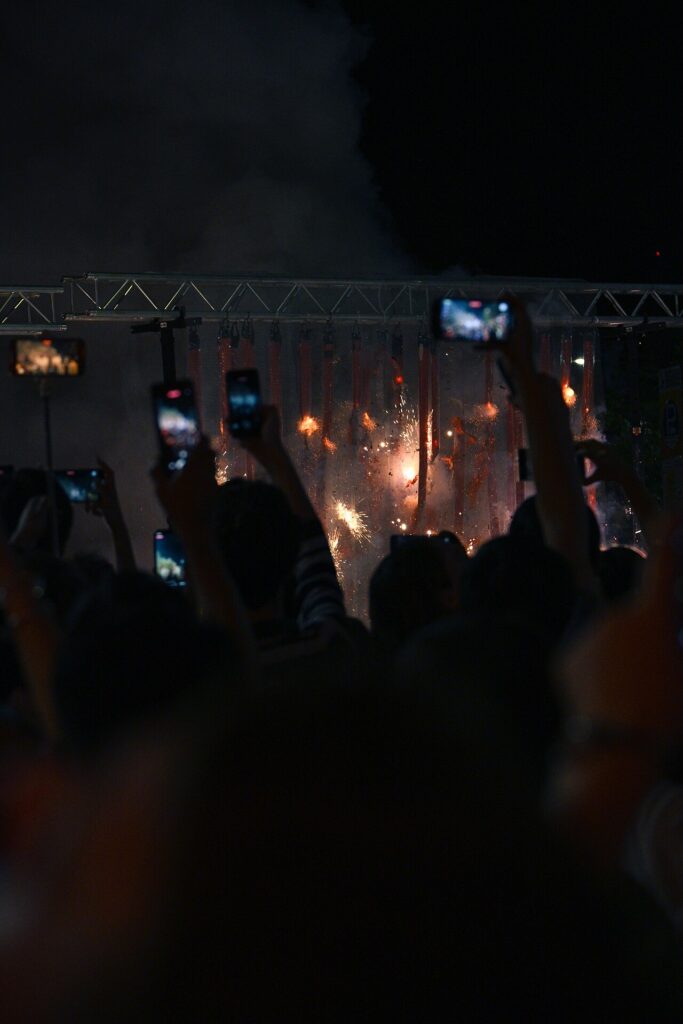 Firecrackers set off to drive away bad luck