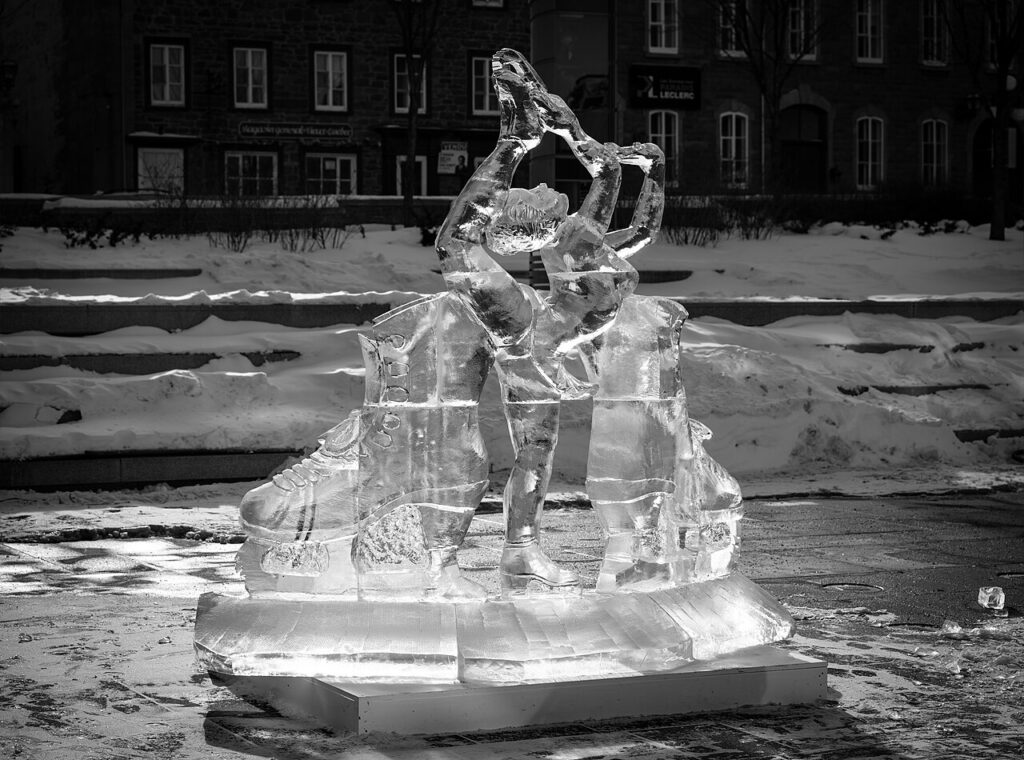Ice sculpture in Quebec city downtown