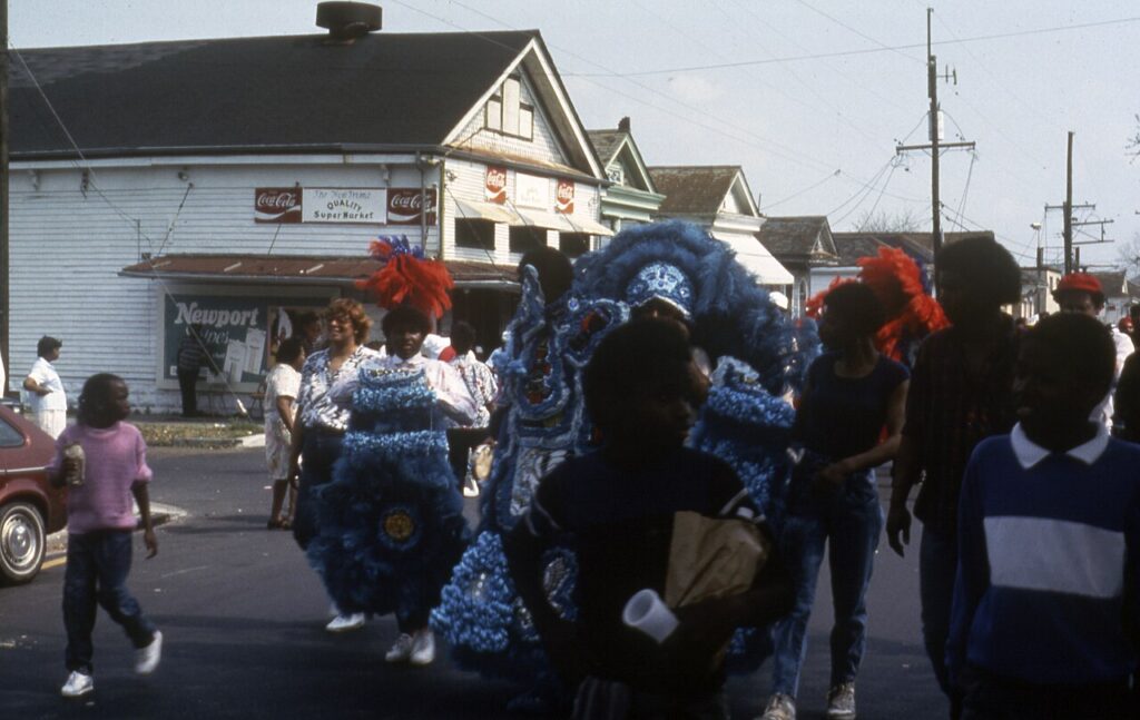 Mardi Gras Indians in Treme, New Orleans, 1980s