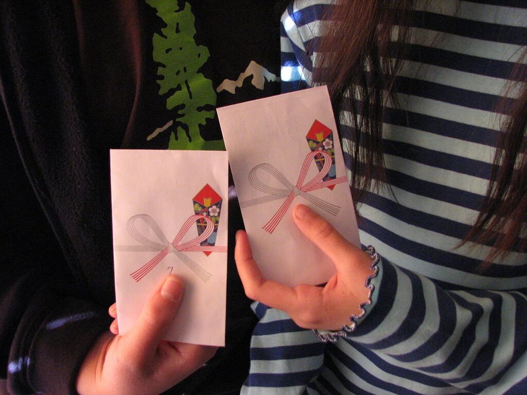 Japanese otoshidama New Year money envelopes