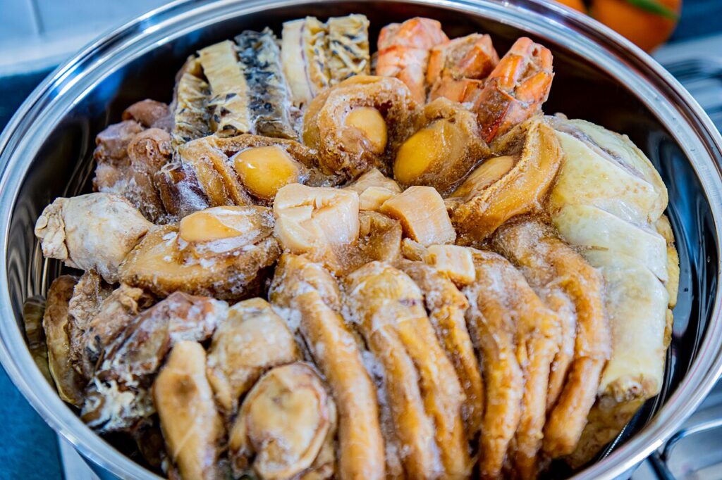 A lavish reunion dinner feast laid out for the family