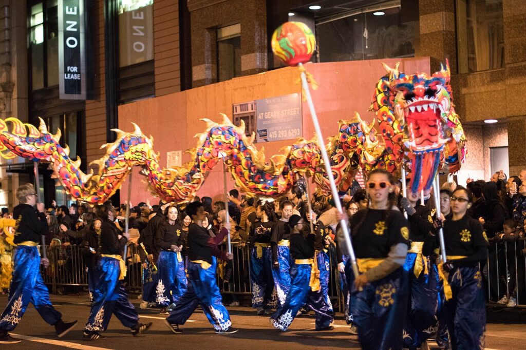 A lion dance at the San Francisco Chinese New Year celebration