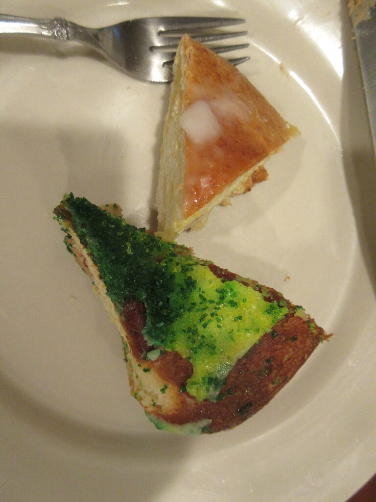 Slices of king cake on a plate