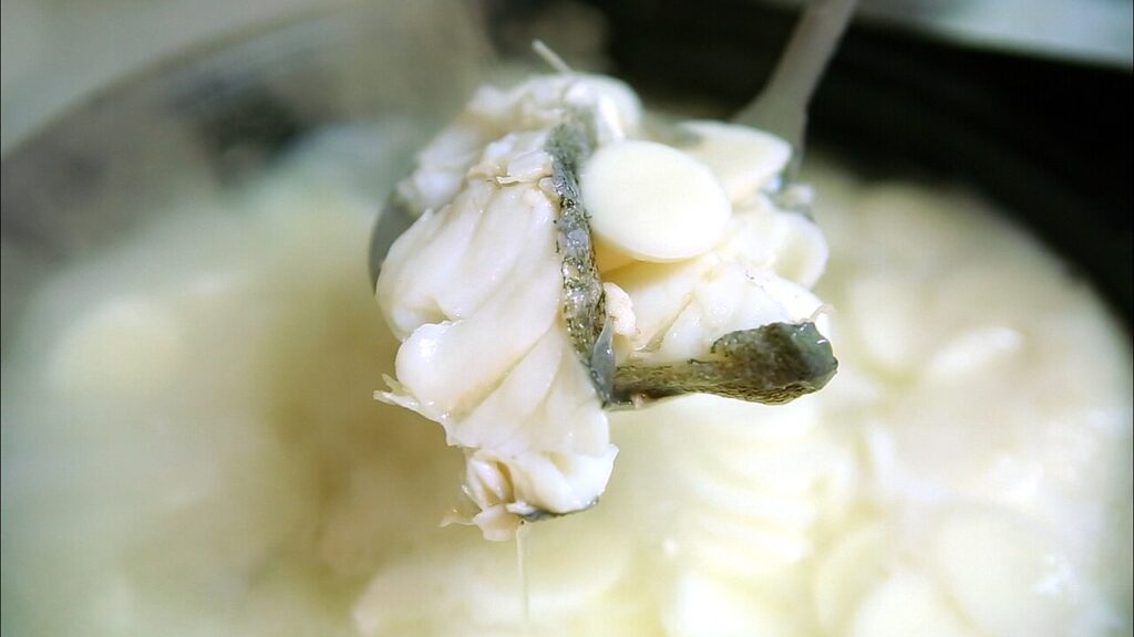 A bowl of tteokguk, Korean rice cake soup