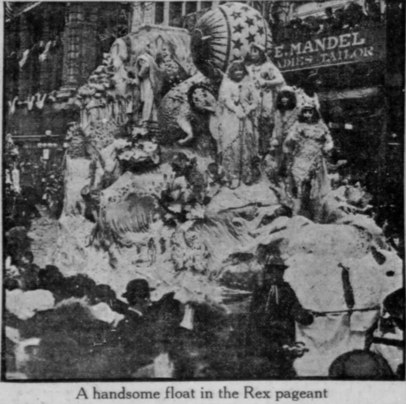 Handsome float in the Rex pageant - New Orleans Mardi Gras 1914