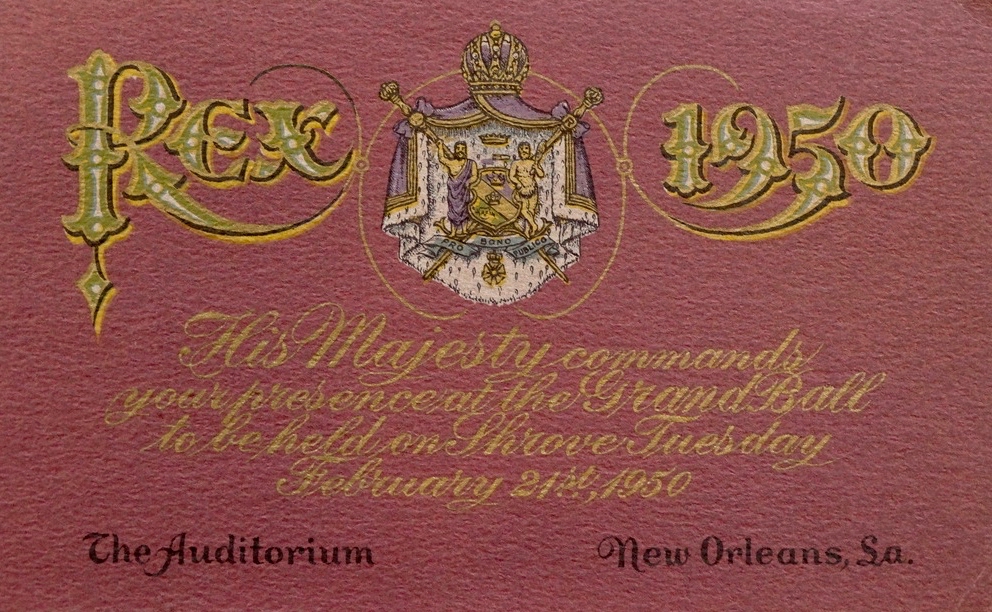 New Orleans Mardi Gras 1950 Rex admit card - 01