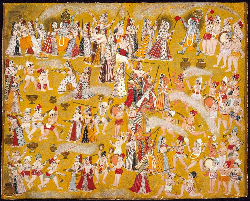 Krishna and Radha Celebrating the Holi Festival with Companions LACMA M.81.280.2