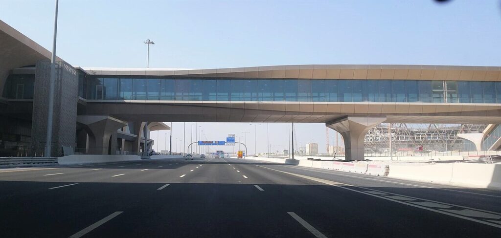 Lusail metro station and Lusail Stadium construction in October 2020