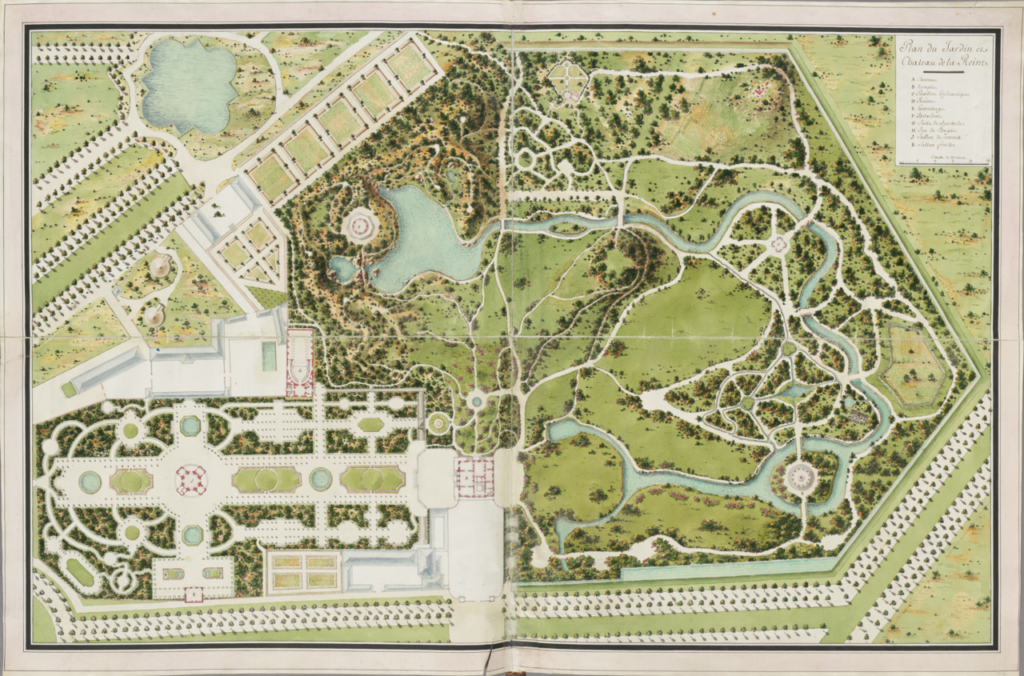Plan du jardin et chateau de la Reine