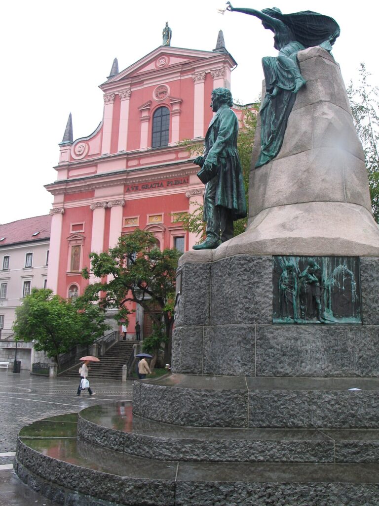 The France Preseren monument in Ljubljana, Slovenia