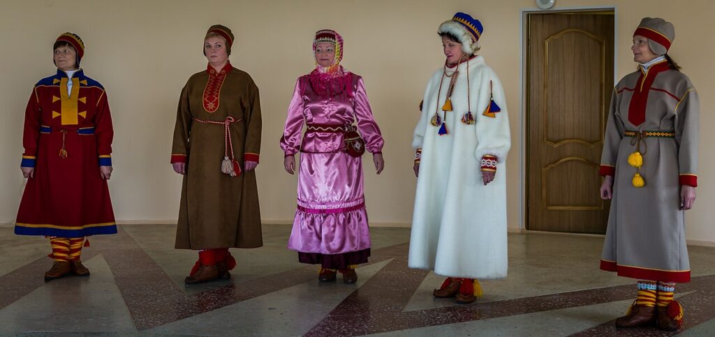 Sámi traditional costumes, Lovozero, Kola Peninsula, Russia