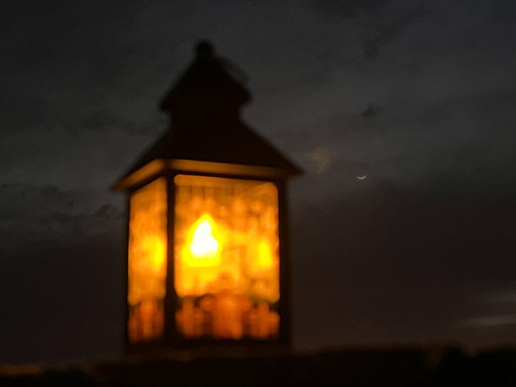The Ramadan Crescent Shining in the Sky with a Lantern