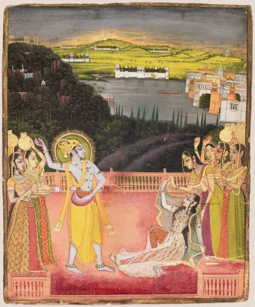 3 Nichal Chand (attr) Krishna Celebrates Holi with Radha and the Gopis 1750-60 Boston MFA