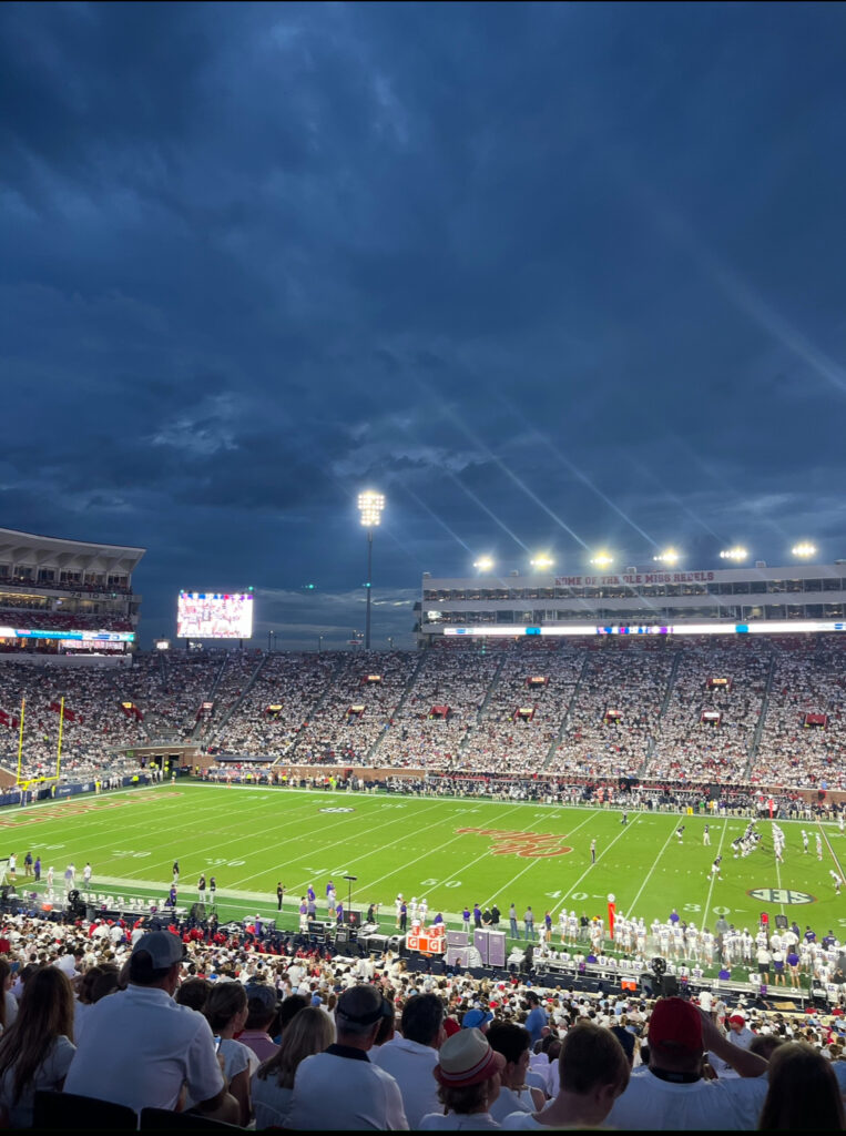 A football game at Ole Miss Vaught-Hemingway Stadium