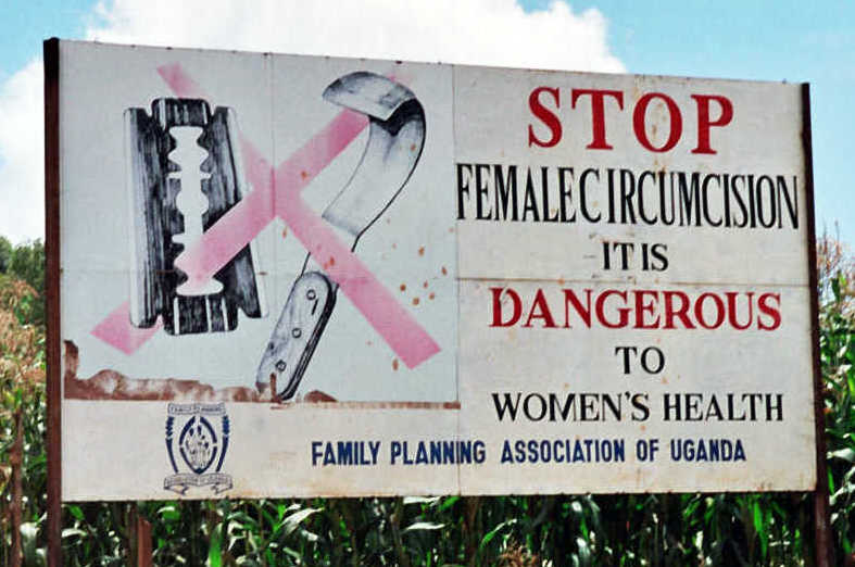 Campaign road sign against female genital mutilation (cropped) 2