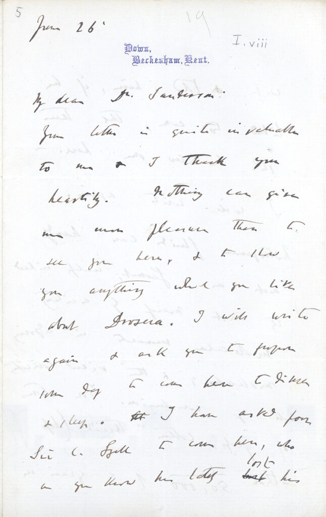 Letter, Charles R. Darwin to John Burdon-Sanderson, June 26, 1873 page 1 (14382722212)