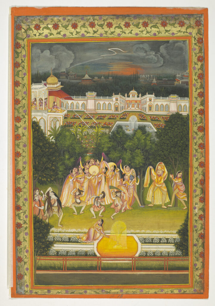 Mughal artist - Krishna and the gopis celebrate Holi. - RCIN 1005113.r - Royal Collection