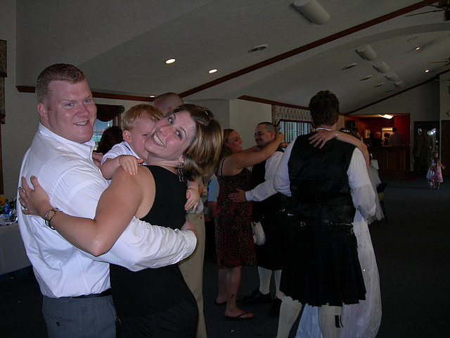 A couple slow dancing
