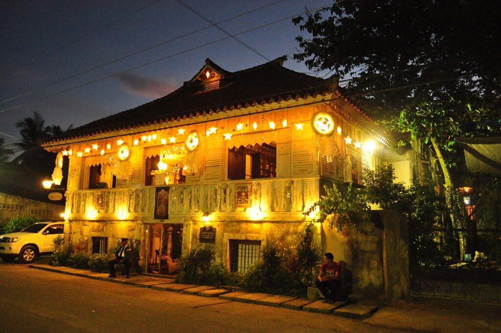 A heritage house in Carcar, Cebu, lit for Christmas