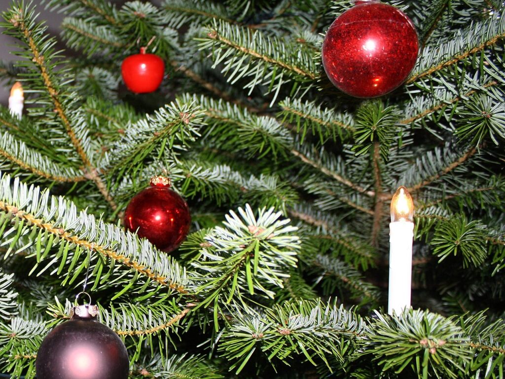 A decorated German Christmas tree