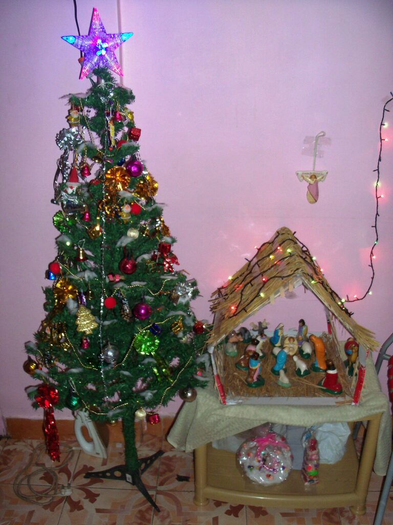 A Christmas nativity crib in an Indian home