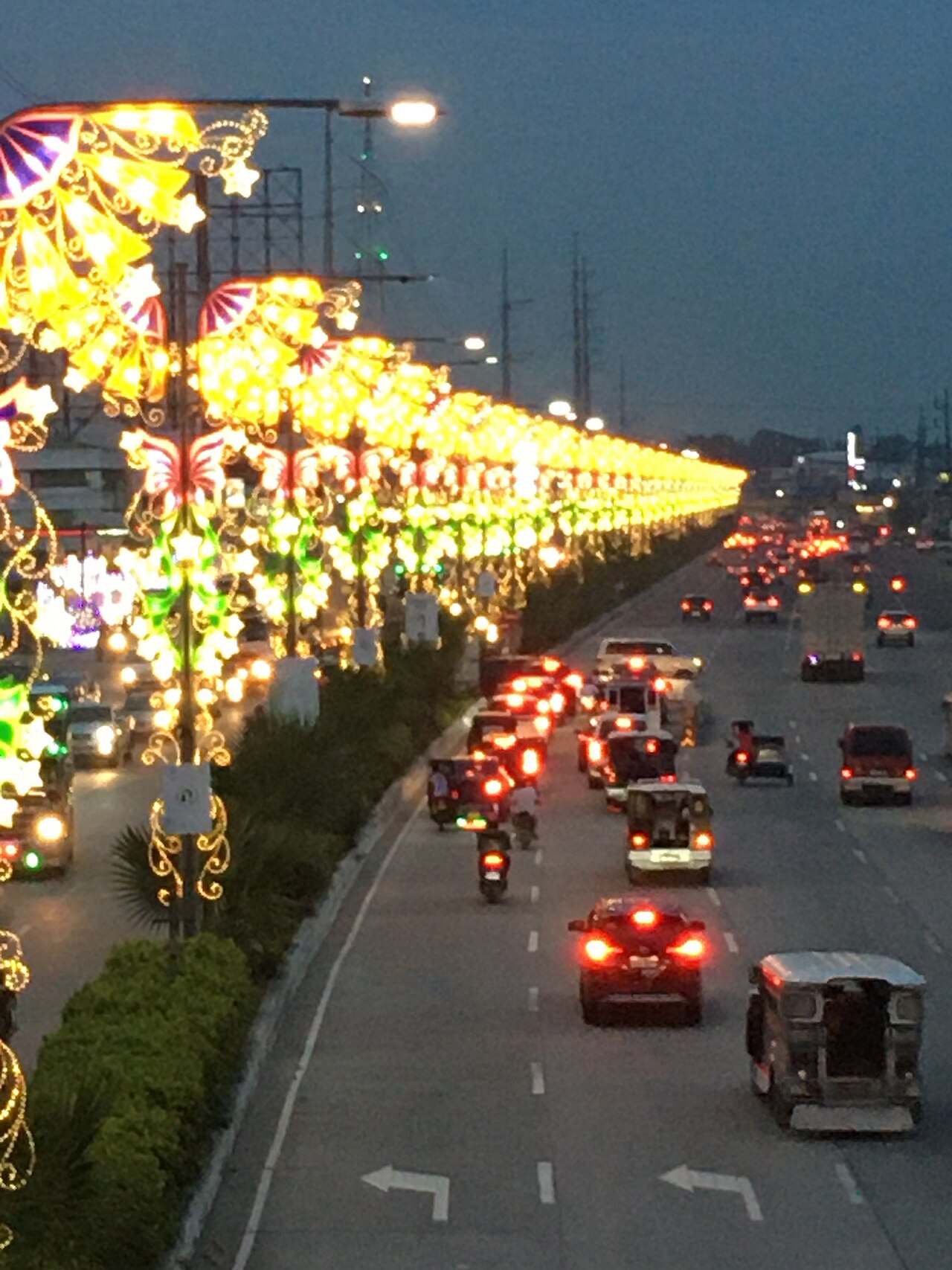 Illuminated parol lanterns in San Fernando, Pampanga, the Christmas Capital of the Philippines