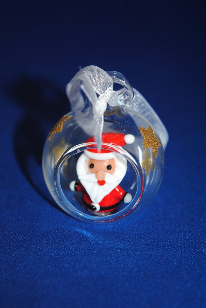 A glass globe Christmas bauble