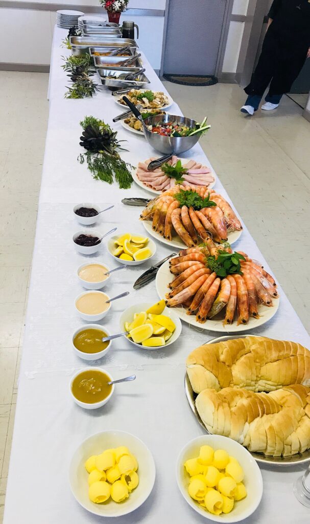 An Australian Christmas buffet with king prawns