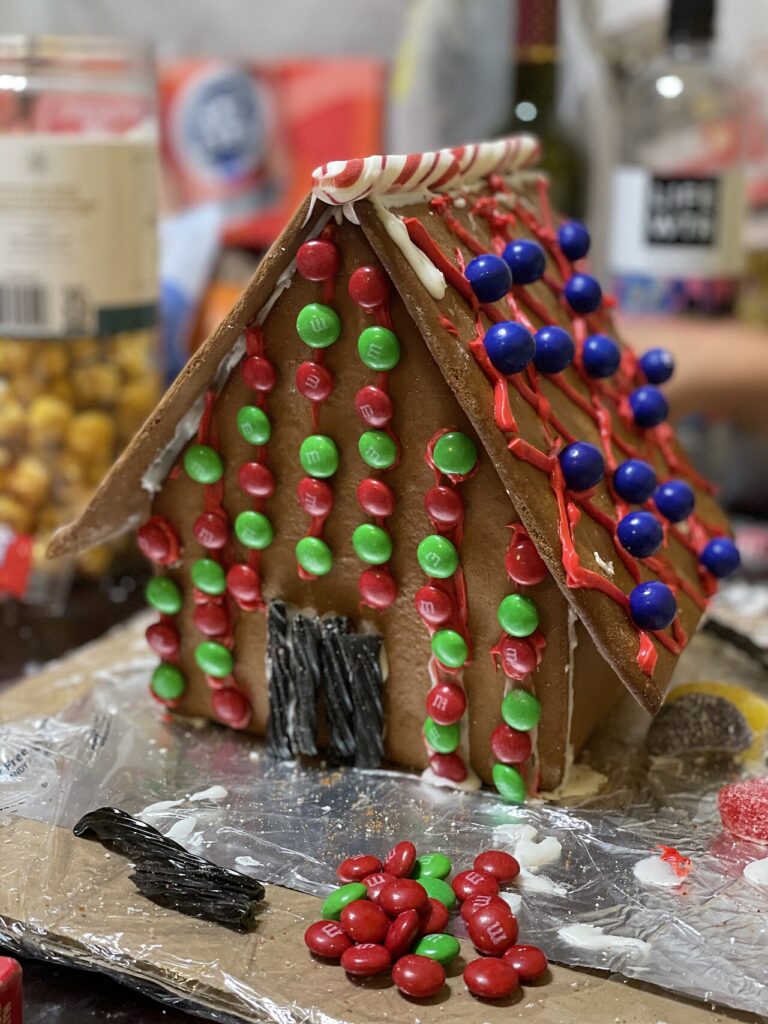 A gingerbread house decorated with candy