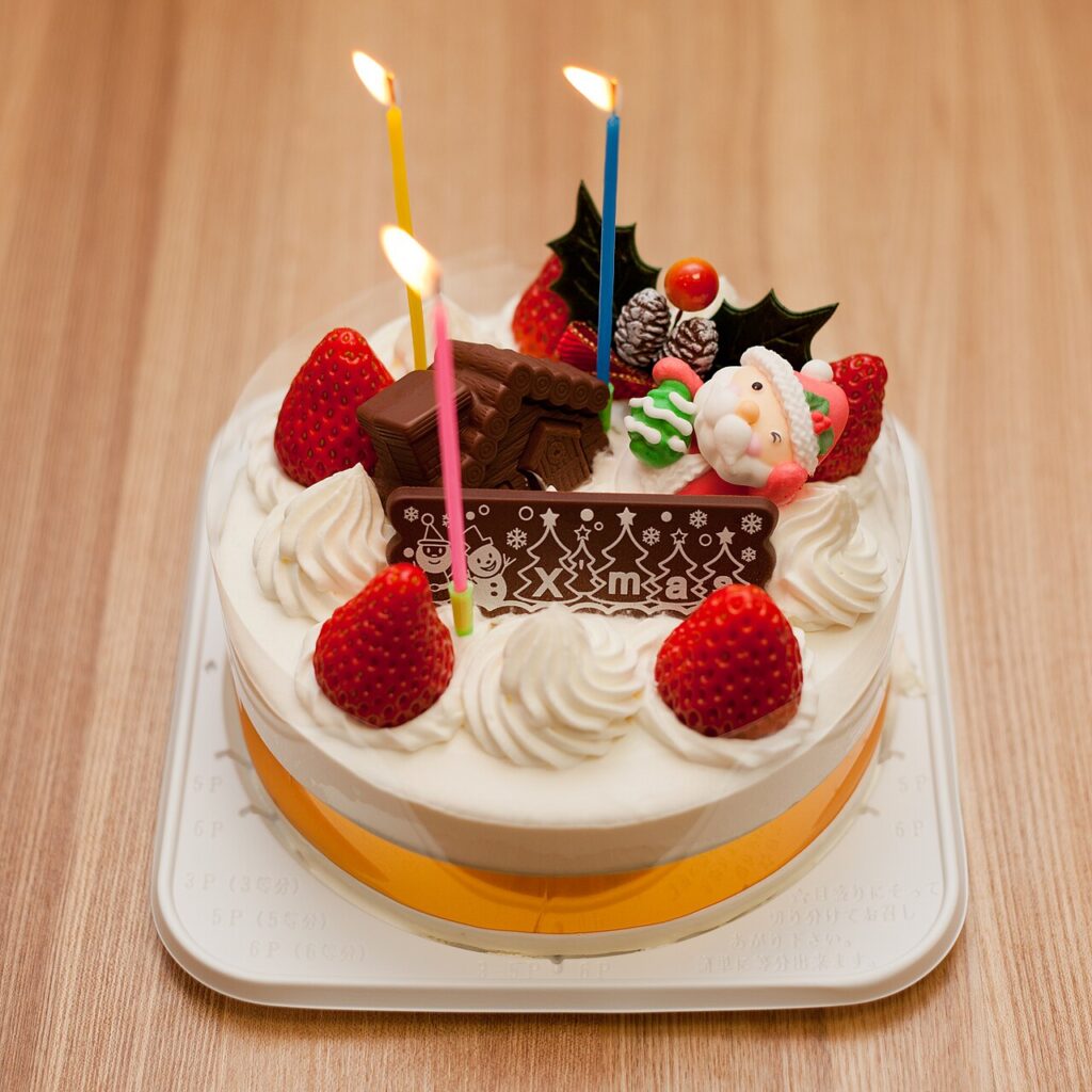 A Japanese strawberry shortcake Christmas cake