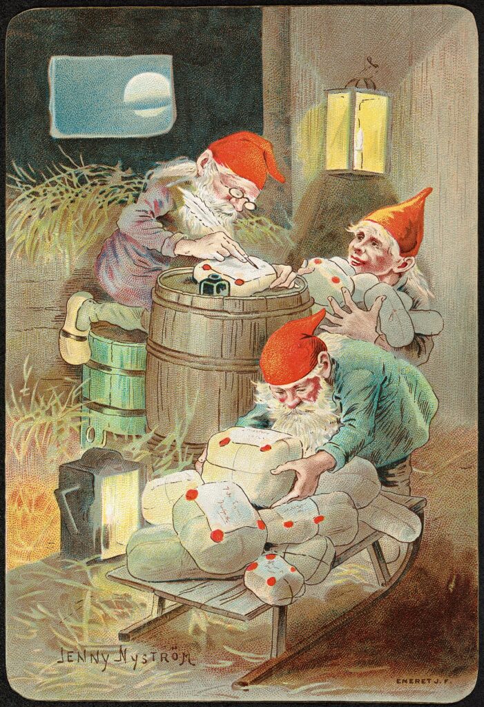 A jultomte card by Jenny Nystrom