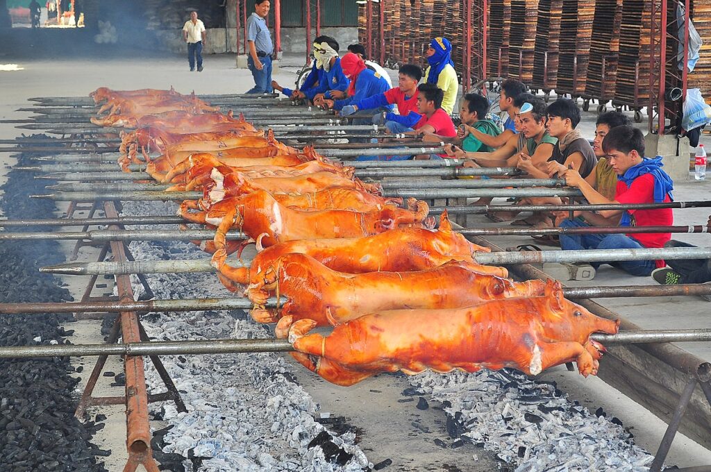 A whole roasted lechon