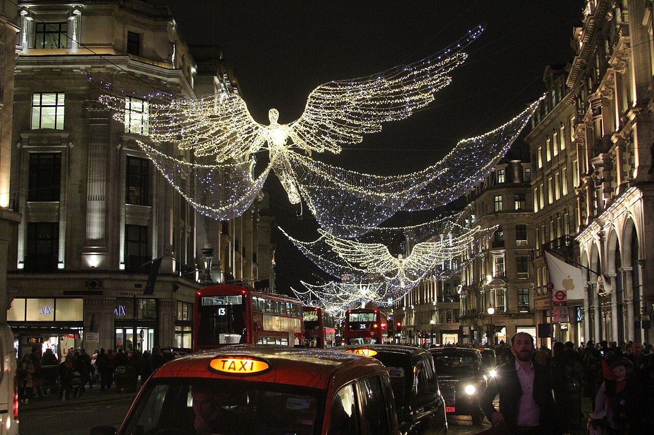 Christmas lights over Regent Street in London