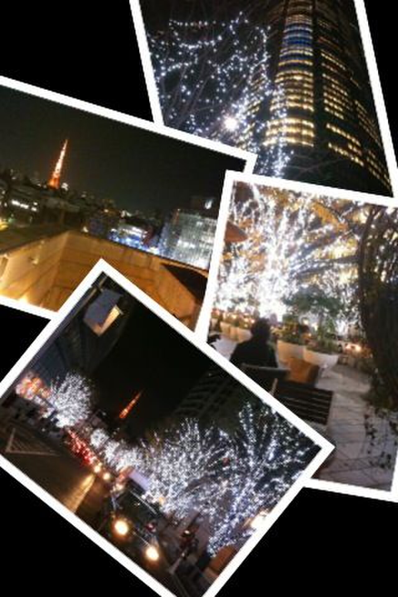 Christmas illuminations around Roppongi Hills with Tokyo Tower, Japan