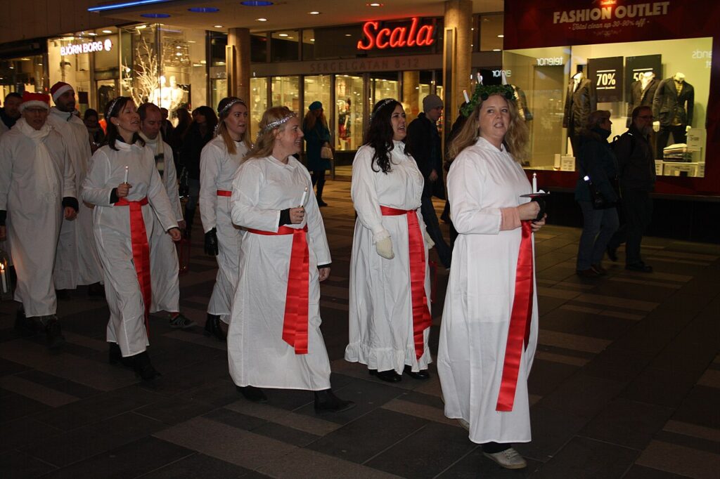 A Saint Lucia procession in Stockholm