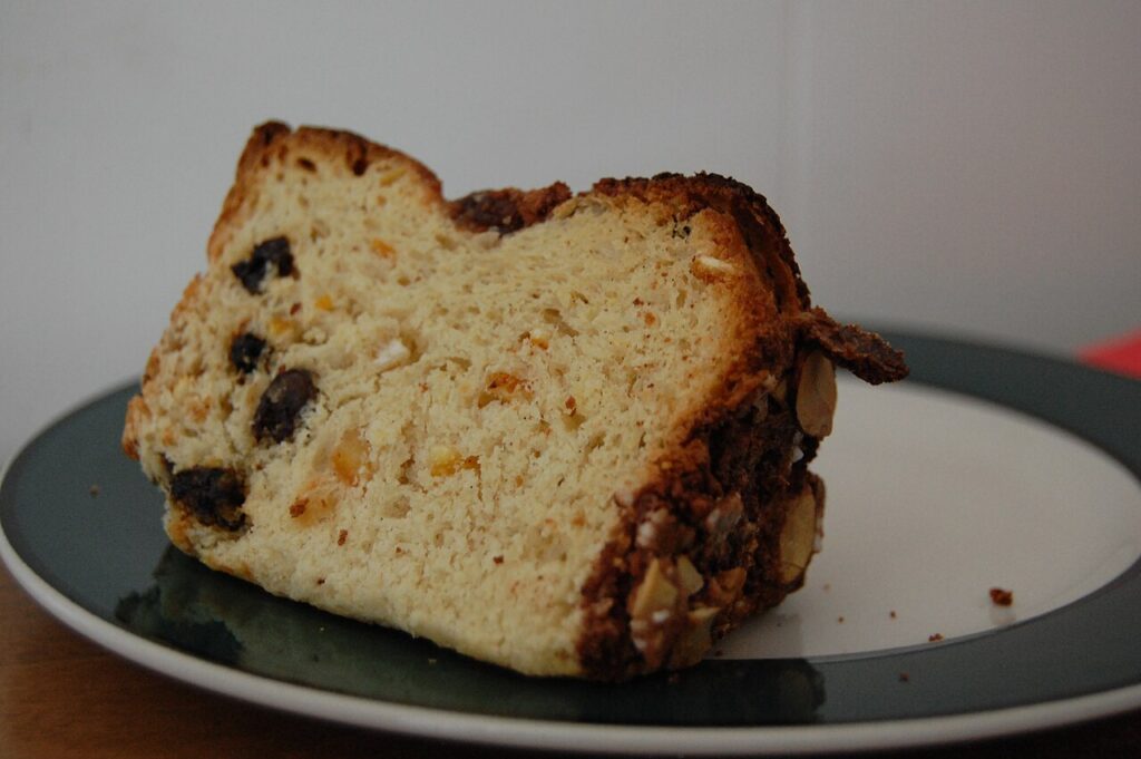 A slice of Italian panettone