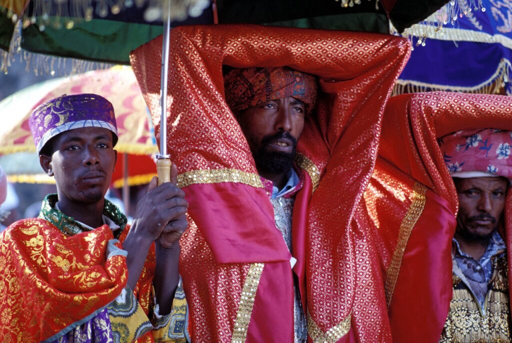 A priest carrying the Tabot during Timkat in Gondar
