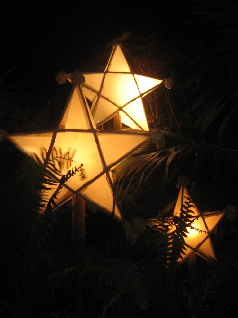 A trio of traditional Filipino parols