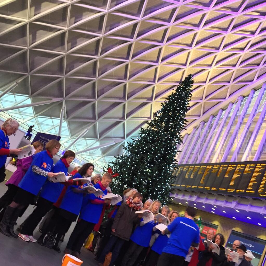 Carol singers singing together