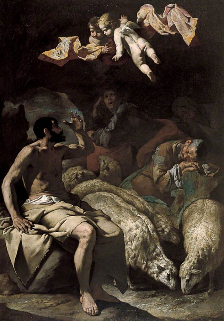 An angel appearing to the shepherds
