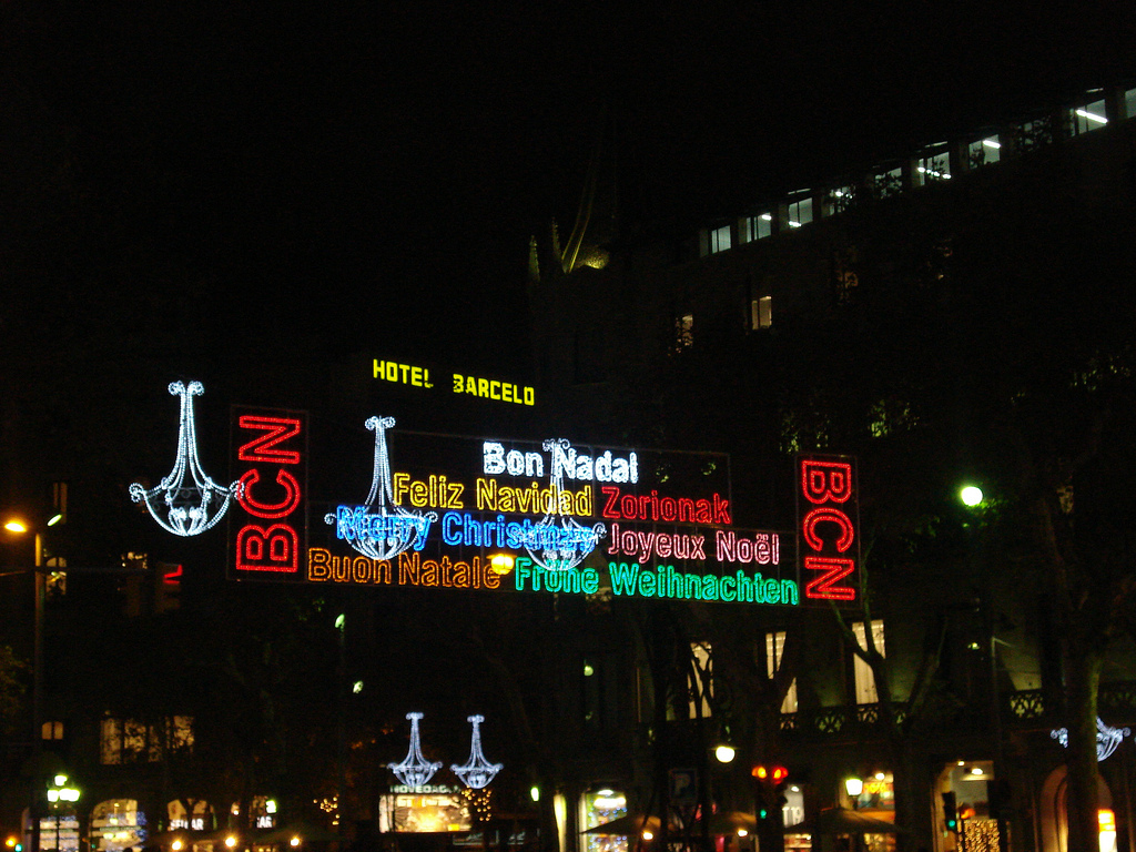 Christmas lights on Passeig de Gracia, Barcelona
