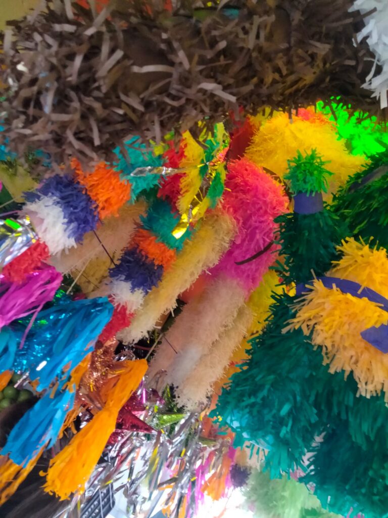 Star shaped pinatas in a Mexican market